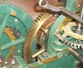 Old tower clock gear mechanism